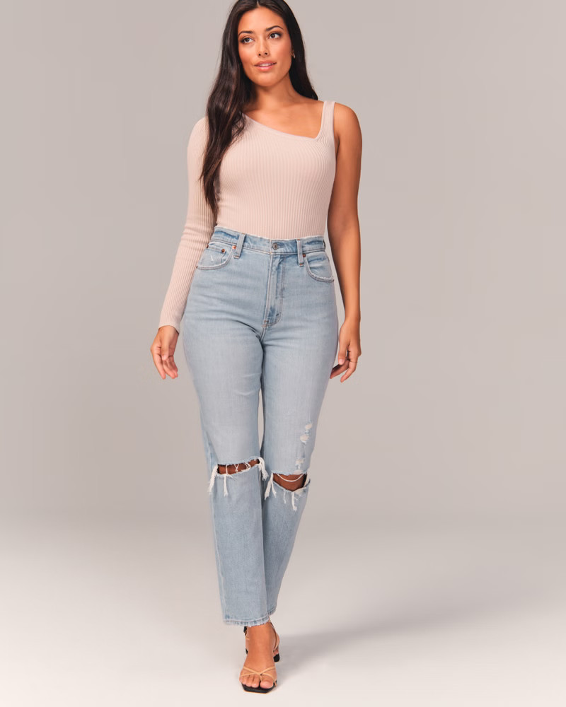 Women's Curve Love Ultra High Rise Ankle Straight Jeans | Women's Bottoms | Abercrombie.com | Abercrombie & Fitch (US)
