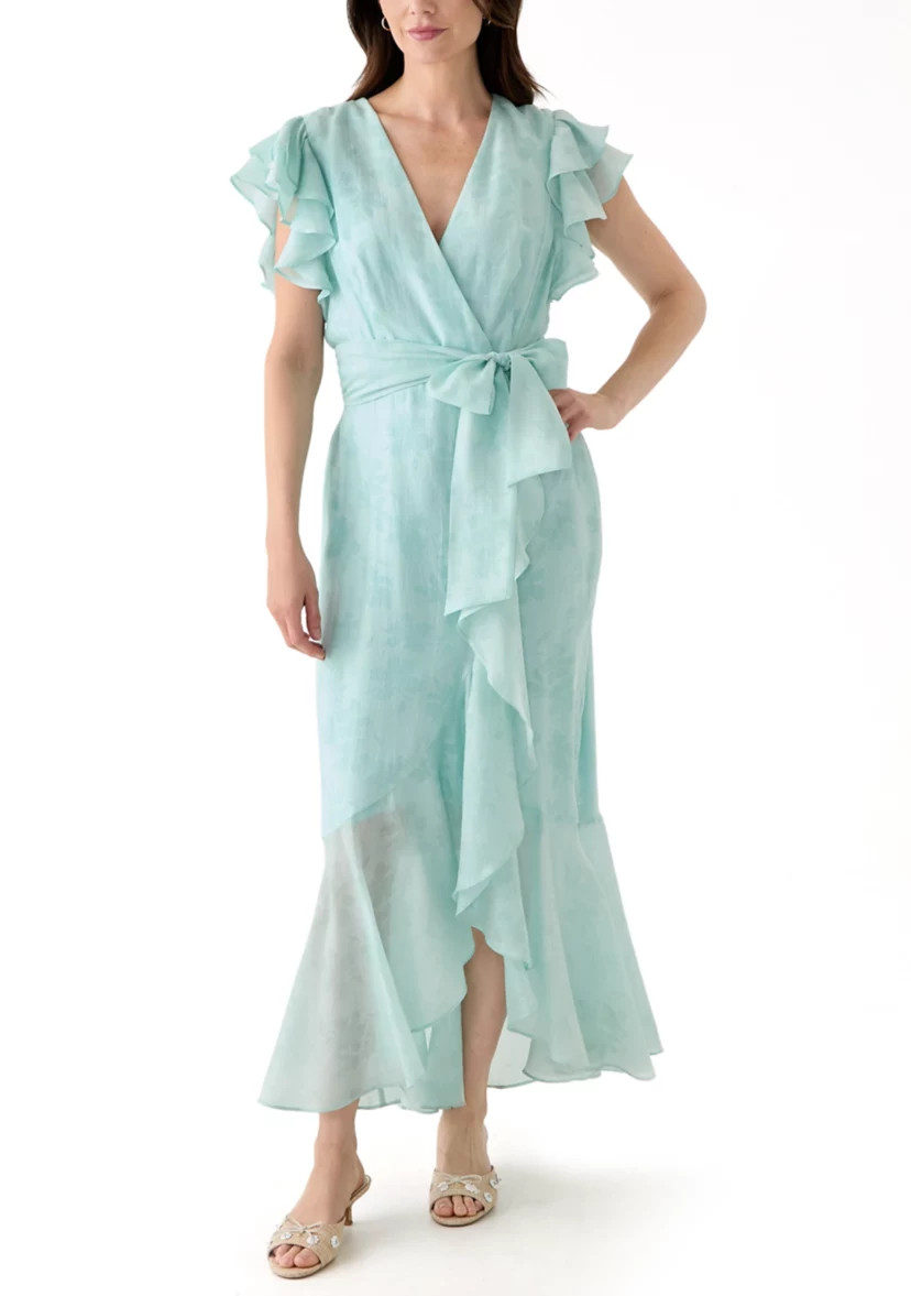 Women's Flutter Sleeve Floral Print Chiffon Dress | Belk