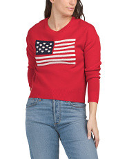 American Flag Long Sleeve Sweater | Juniors | Marshalls | Marshalls
