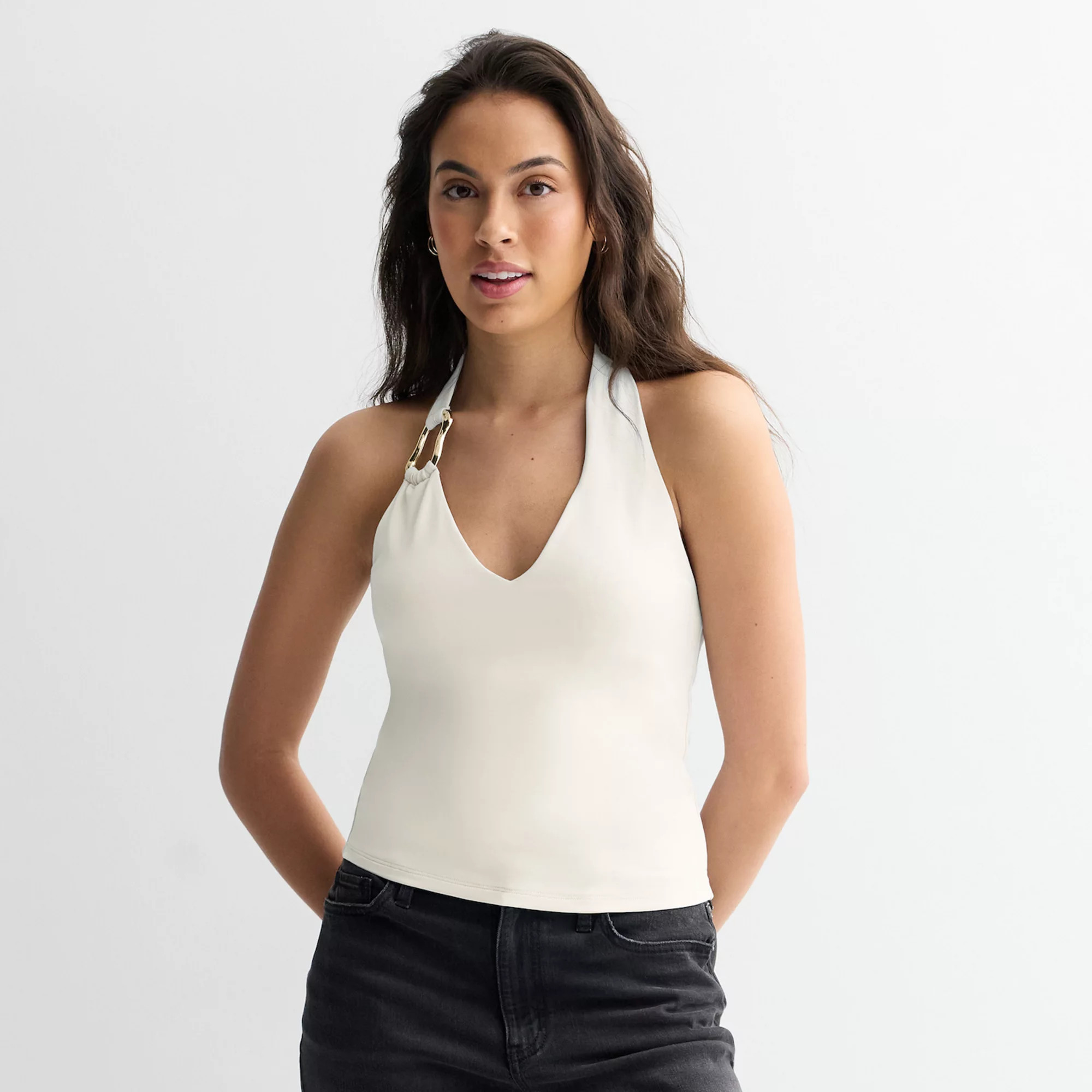 Juniors' Pink Republic Halter Tank with Hardware | Kohl's