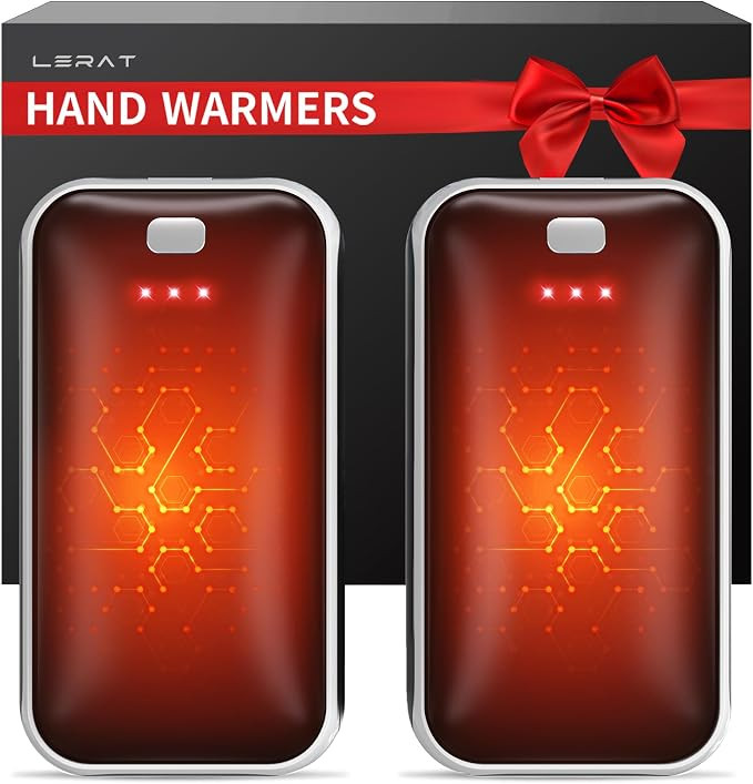 Lerat Hand Warmers Rechargeable 2 Pack, Portable Electric Hand Warmer Max 131℉, Reusable Slim P... | Amazon (US)