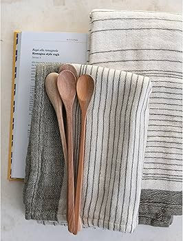 Creative Co-Op Cotton Double Cloth, Cream and Olive Tea Towels, 28" L x 18" W x 0" H, Cream & Gre... | Amazon (US)