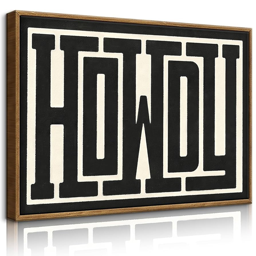 QIYFFBN Framed Funky Western Wall Decor Black and White Howdy Wall Art Big Texas Modern Canvas Pi... | Amazon (US)