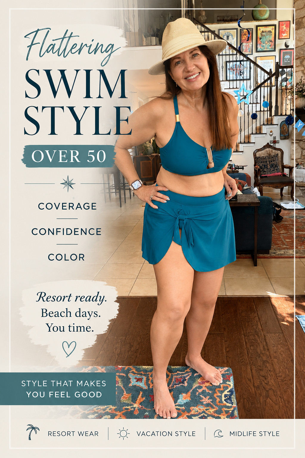 A Swimsuit I Actually Feel Good In 💙
Finding swimwear that feels flattering, comfortable AND still stylish isn’t always easy. This teal set checks all three for me. I especially love the supportive top and wrap skirt for a little extra coverage without feeling frumpy. Perfect for my next beach getaway. 🌴

#SwimStyle #Over50Style #MidlifeStyle #ResortWear #VacationStyle #SwimsuitStyle #LTKOver50 #LTKSwim 

 #LTKOver40 #LTKSwim