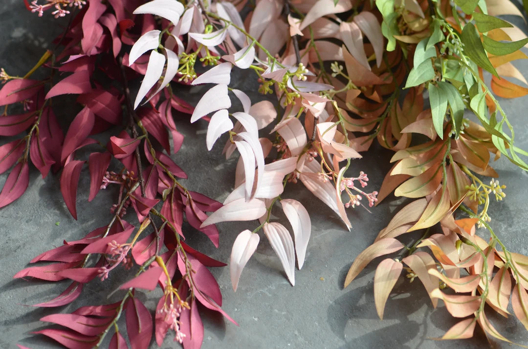 29.5" Blush Mauve, Burgundy And Sage Green Artificial Willows Stem, Orange Fall Fake Greenery, Se... | Etsy (US)