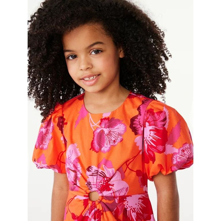 Scoop Girls Puff Sleeve Poplin Dress, Sizes 4-12 | Walmart (US)