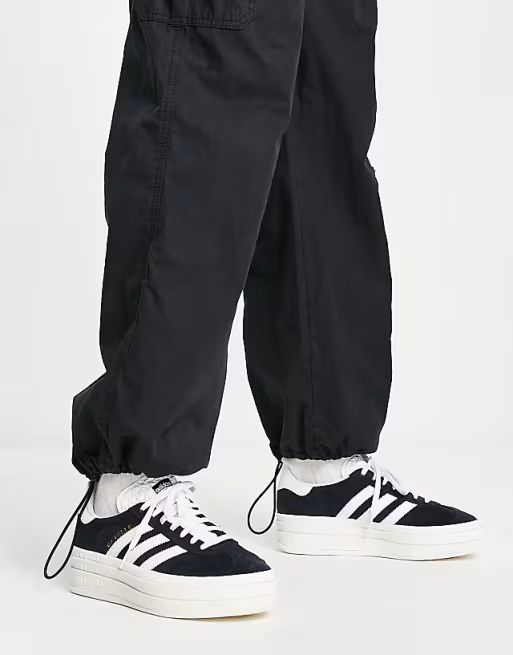 adidas Originals Gazelle Bold platform trainers in black and white | ASOS (Global)