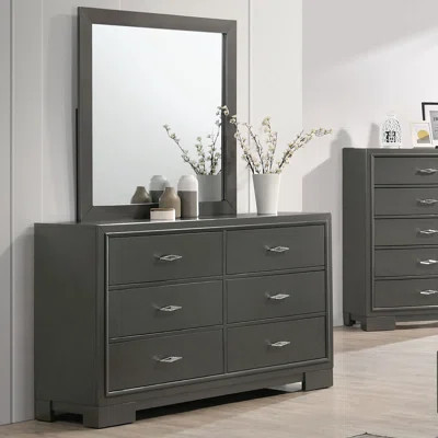 Anjelyna 57.5" Width Wood 6-Drawer Dresser With Mirror And Care Kit | Wayfair North America
