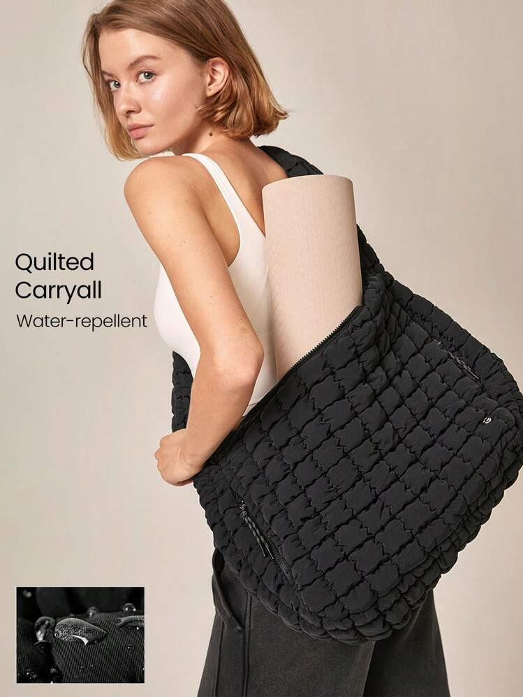 GLOWMODE Quilted Water-Resistant Carryall Shoulder Bag | SHEIN