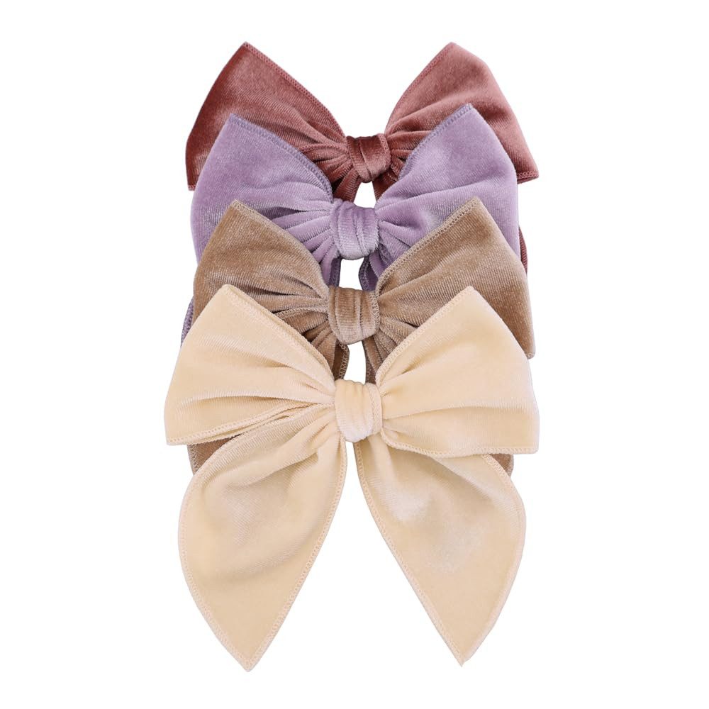 Pack of 4 Large Velvet Fable Bow Hair Clips for Kids Toddler Girl Mom Velvet Hair Bow Alligator C... | Amazon (US)