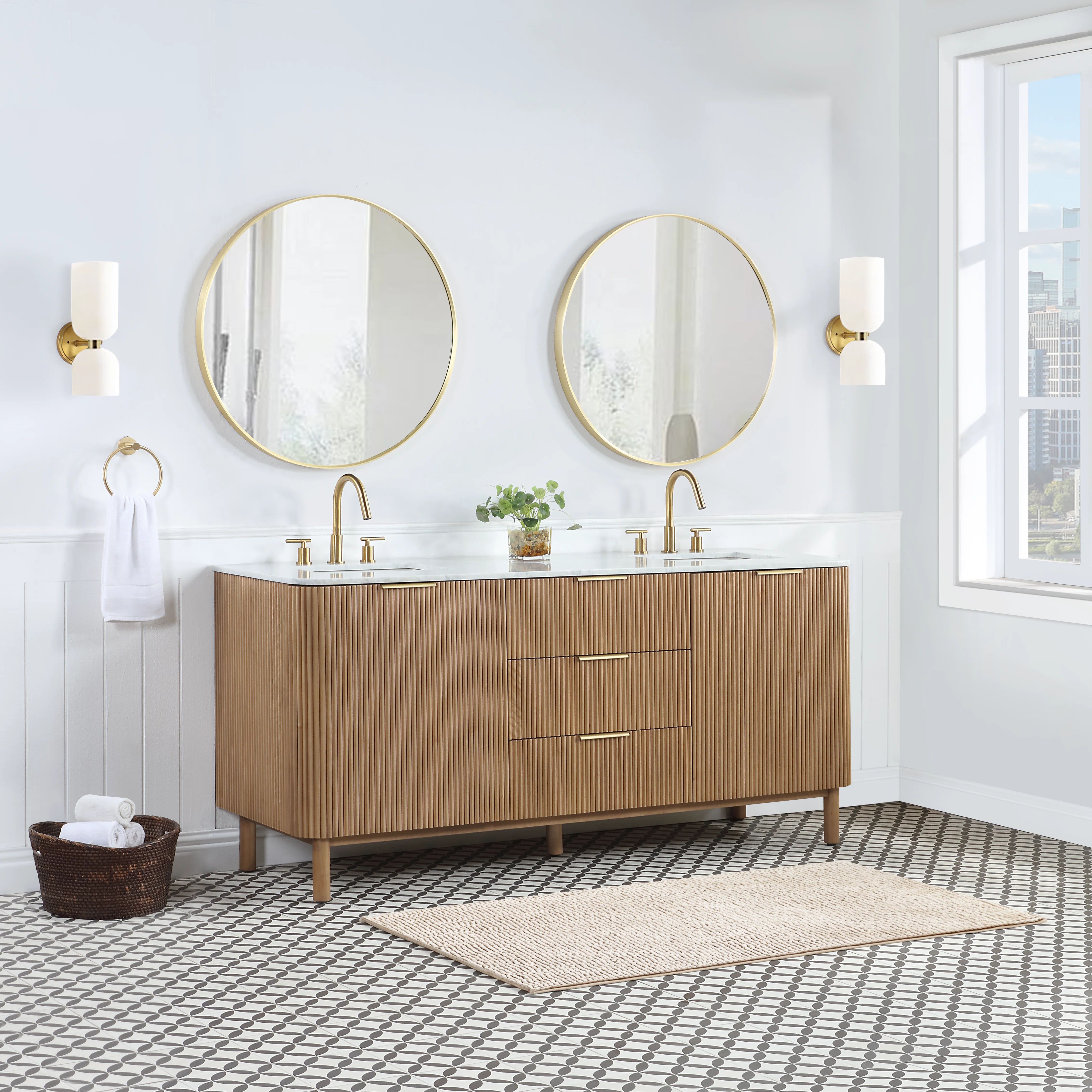 Joss & Main Nova 72.25'' Double Bathroom Vanity with Carrara Marble Top & Reviews | Wayfair | Wayfair North America