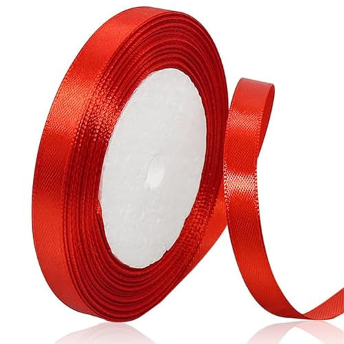 Red Hair Ribbon 3/8 Inch x 25 Yards, Fabric Thin Red Silk Ribbon for Gift Wrappping Flower Bouquet Crafts Hair Bow Making DIY Sewing Projects Wedding Invitation Accessories | Amazon (US)