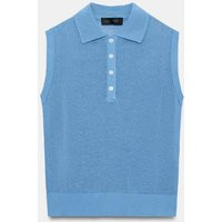 Zara - Sleeveless Knit Polo - Blue - Xl - Woman | Zara US