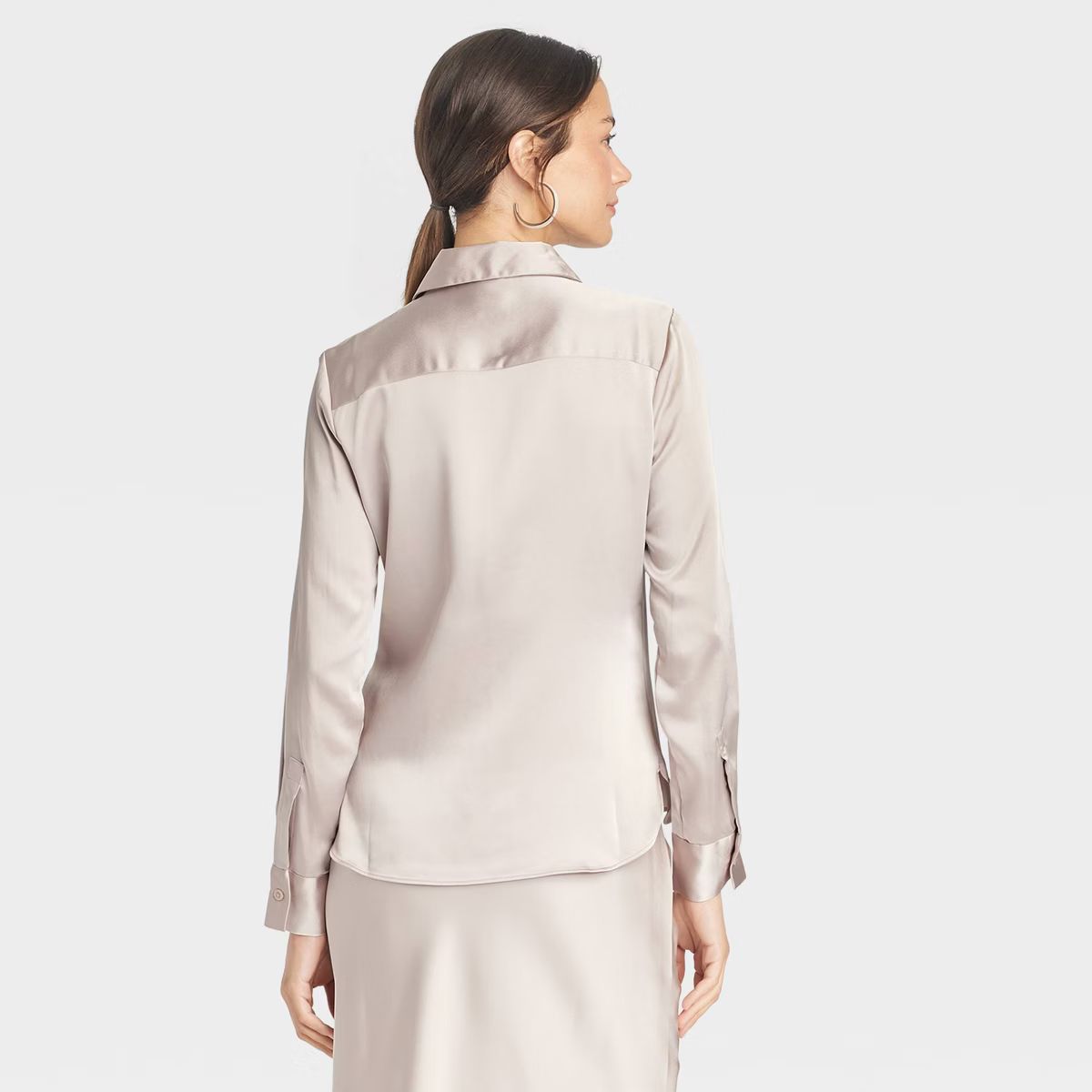 Women's Long Sleeve Button-Down Satin Shirt - A New Day™ | Target