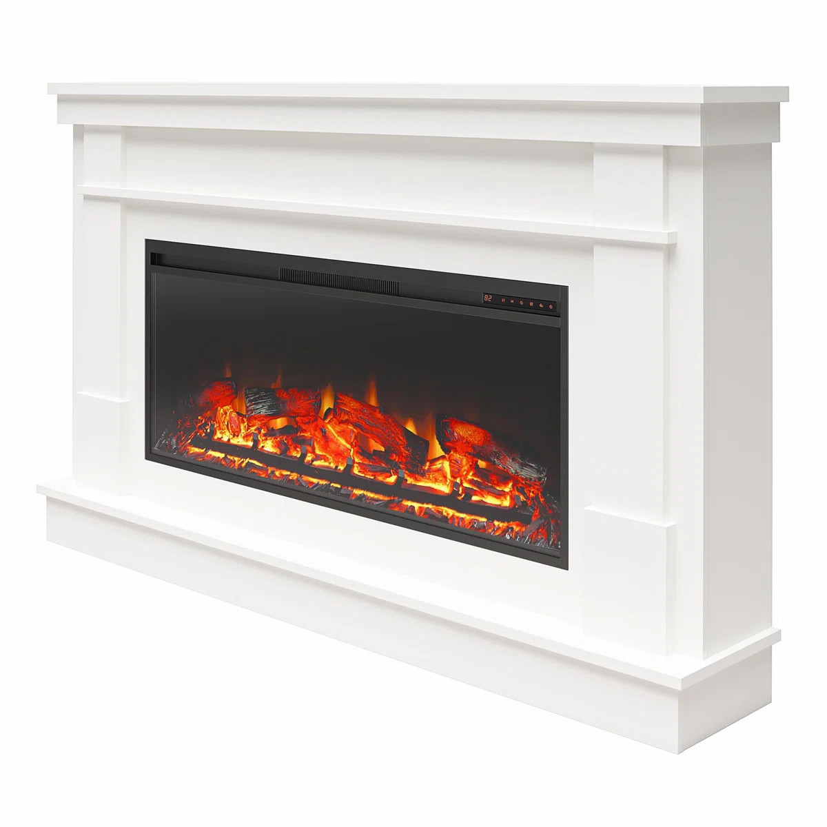 Powe Newsome Wide Mantel With Linear Electric Fireplace | Wayfair North America