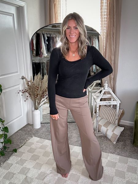Tee - large, currently 30% off! 4 colors
Pants - medium tall, on sale for $30 plus extra 40% off for cardmembers! Code: VIP
6 colors 

Long sleeve fitted top, lounge pants, active wear, wide leg pants, trousers, wear to work 

#LTKsalealert #LTKstyletip #LTKmidsize