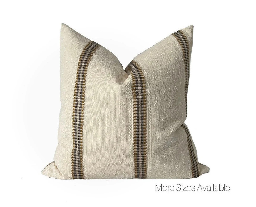 PALMA Ivory Stripe Pillow Cover Modern Farmhouse Boho - Etsy Canada | Etsy (CAD)