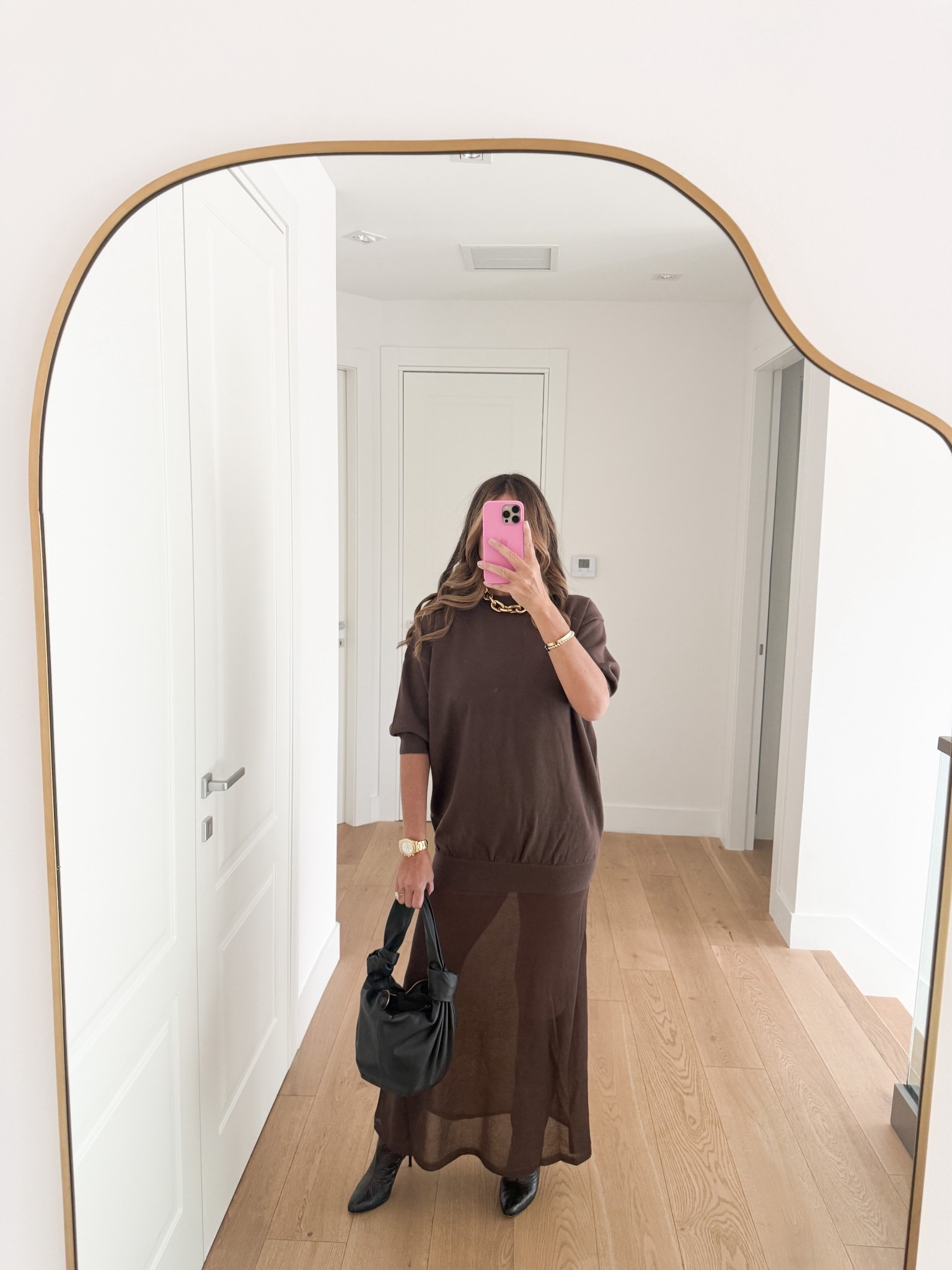 I just love this chocolate brown sheer bottom dress 🤎 And this gold necklace is one I keep reaching for  

#LTKootd #LTKSeasonal #LTKOver40