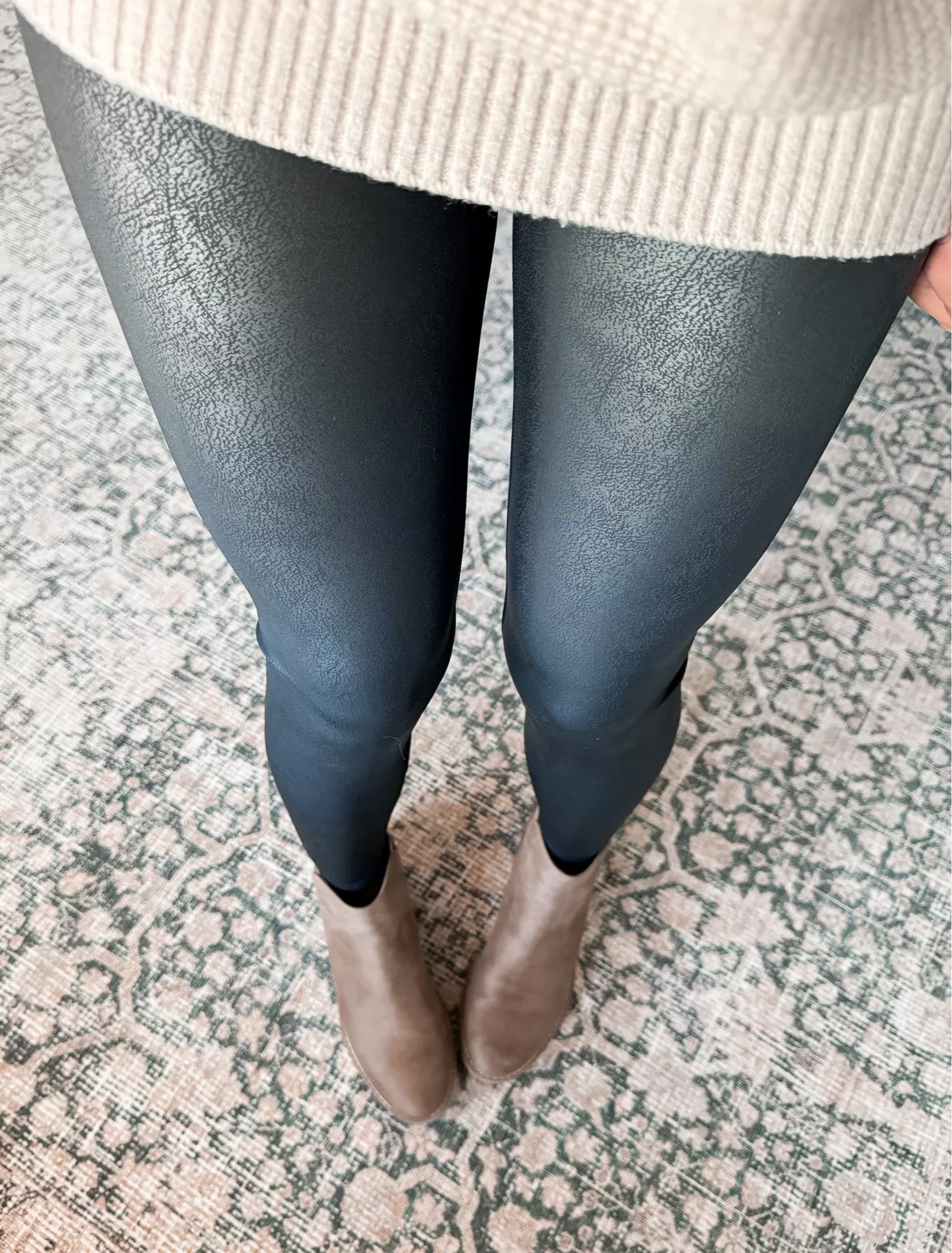 Womens SPANX grey Pebbled Faux Leather Leggings