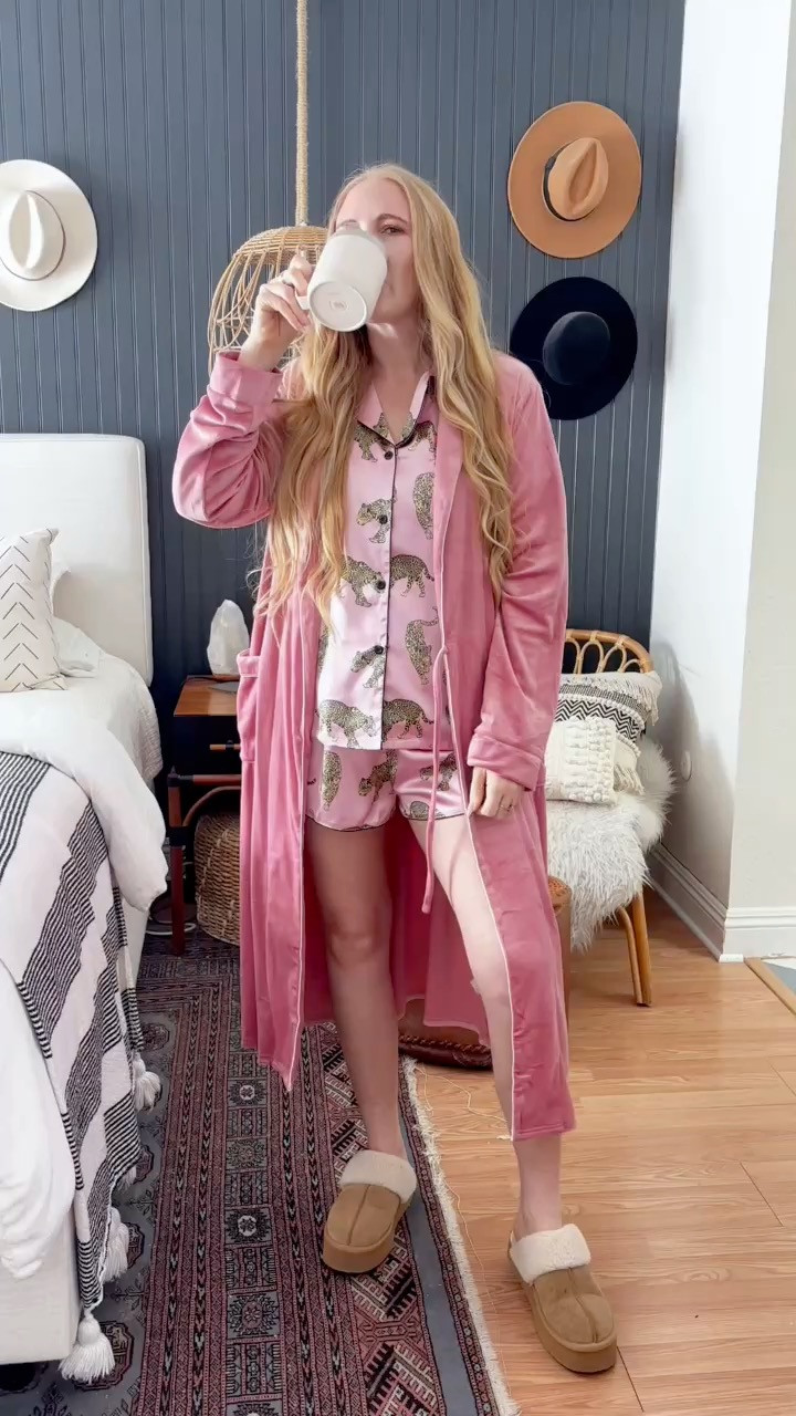 Affordable spring pajama roundup! These are the cutest little prints and details, and this cozy velvety robe is the perfect weight for spring mornings and evenings 🌸💤

Wearing L in all at 150 lbs and 5'7" for reference!

spring pajamas, leopard pajamas, cute pajamas, ruffle pajamas, animal print pajamas, spring bathrobe, spring robe, spring loungewear, bridesmaid gift idea, Mother's Day gift idea, viral pajama set, cute pajama set, spring pajama sets 

 #LTKSeasonal #LTKFindsUnder50 #LTKFindsUnder100