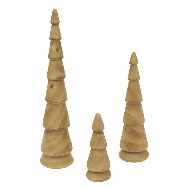 3 Piece Wood Tree Figurine Set | Wayfair North America