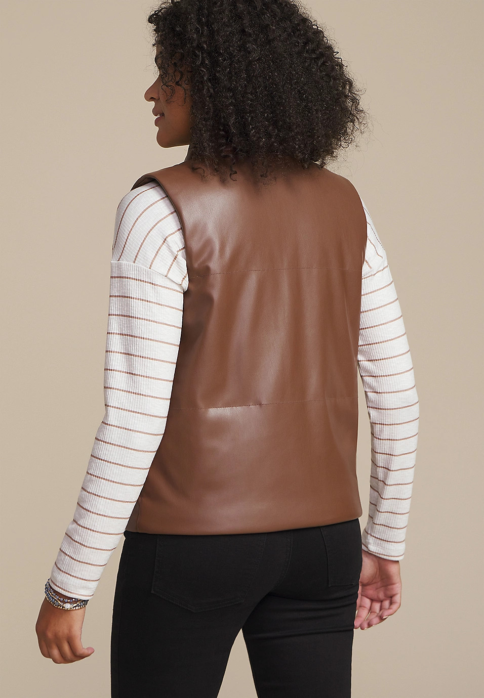 Faux Leather Quilted Vest | Maurices