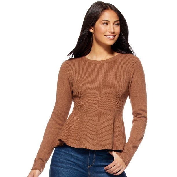 Sofia Jeans by Sofia Vergara Women's Crewneck Peplum Sweater | Walmart (US)