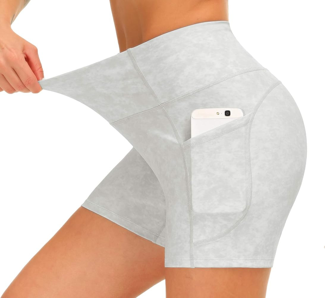 Dragon Fit High Waist Yoga Shorts for Women with 2 Side Pockets Tummy Control Running Home Workou... | Amazon (US)