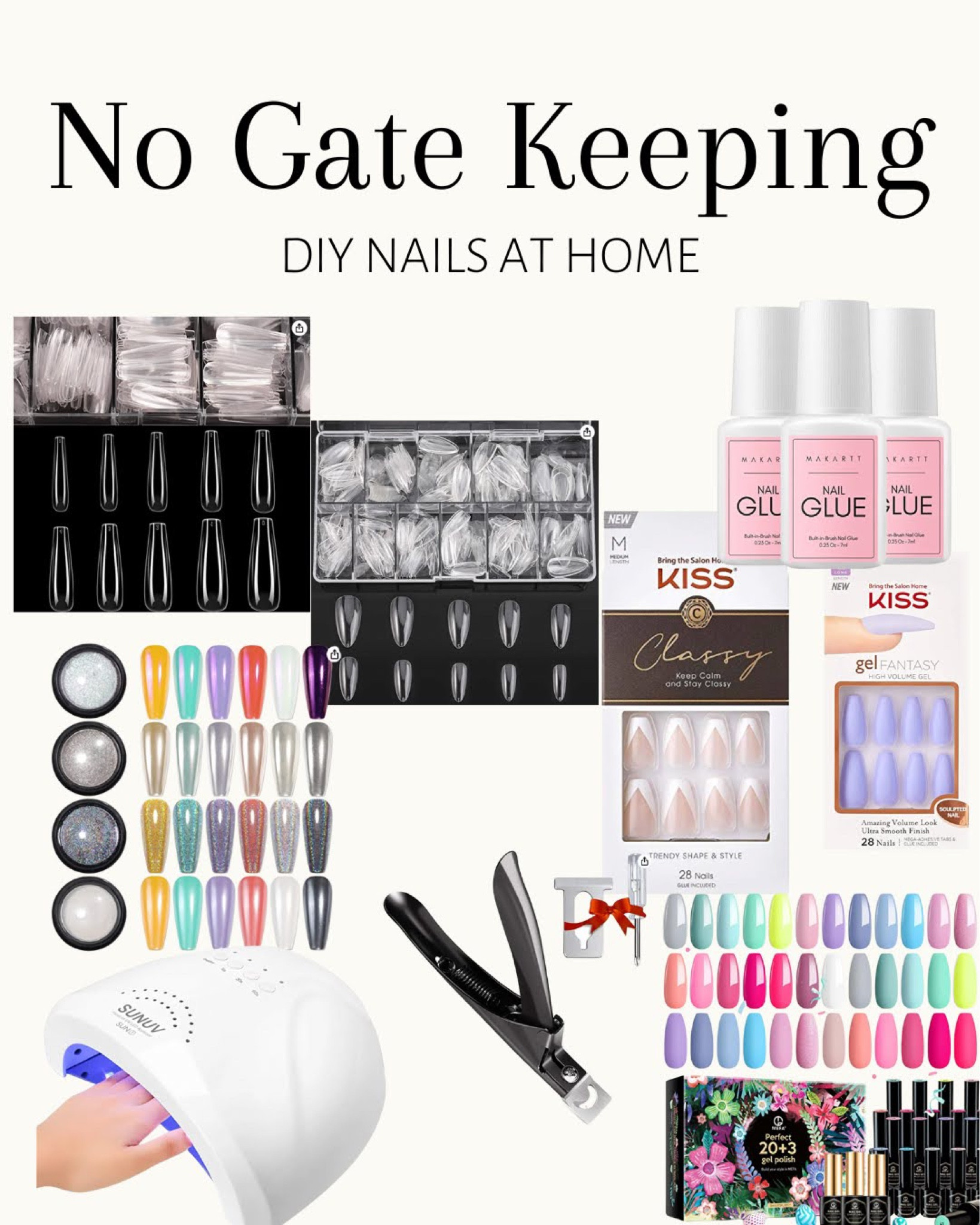 DIY Nails at HOME!
Gel polish
Nail Curer
Nail glue
Fake nails

#LTKSeasonal #LTKbeauty #LTKunder50