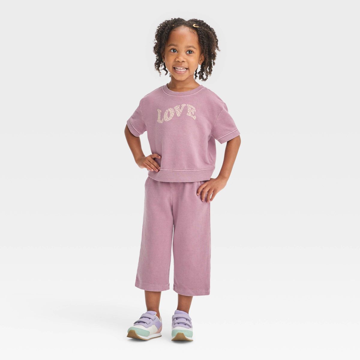 Toddler Girls' Cropped Pants Set - Cat & Jack™ Purple | Target