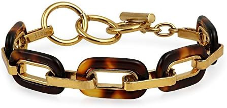 Bling Jewelry Fashion Statement Brown Golden Acrylic Marbled Leopard Tortoise Shell Oval Chain Li... | Amazon (US)