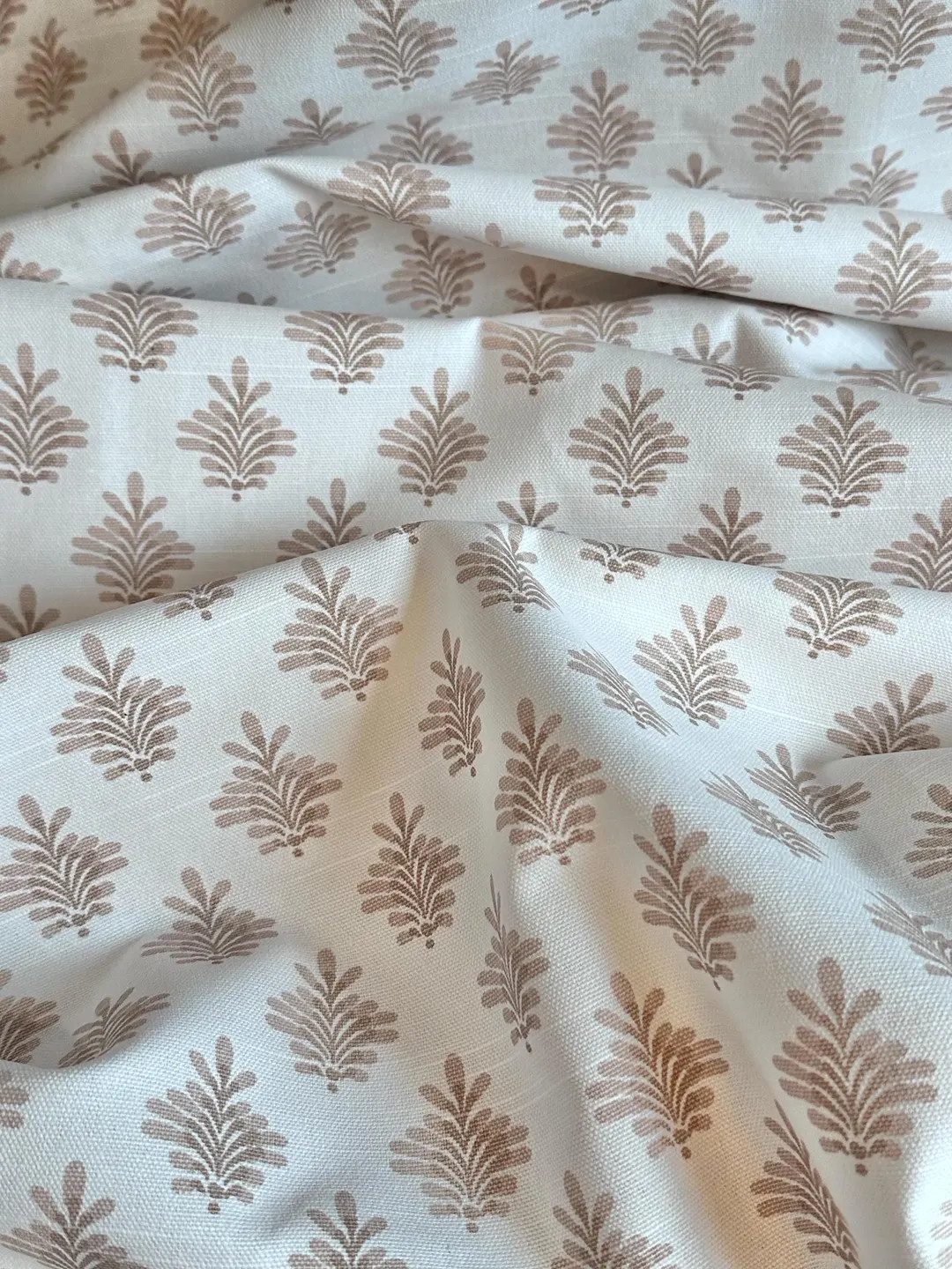 Spice muted Pink Type Hue Block Print Cotton Slub linen-appearance, Cafe Kitchen Curtain, Floral ... | Etsy (US)