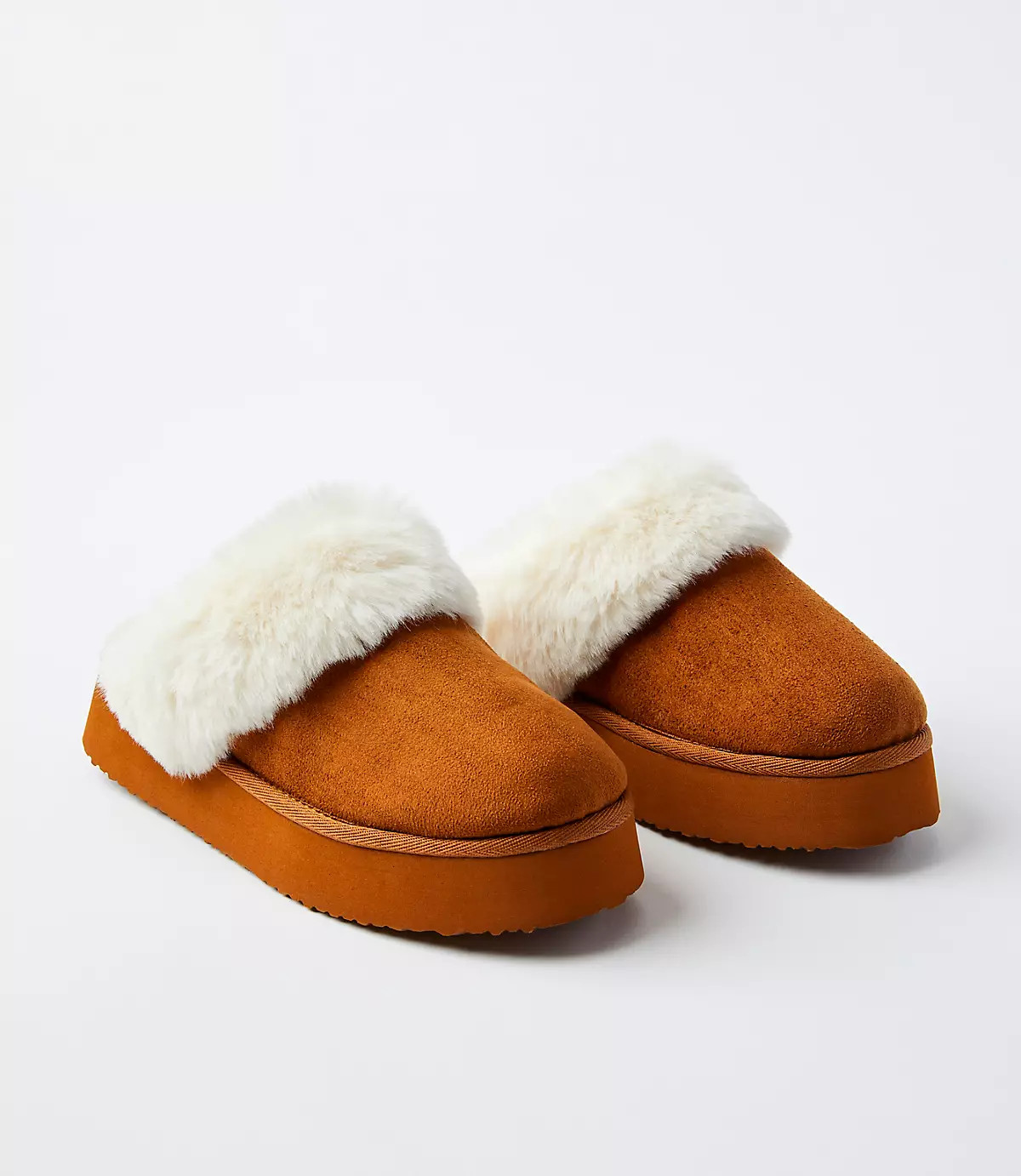 Faux Fur Lined Platform Slippers | LOFT
