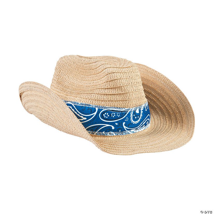 Adult’s Western Cowboy Hats with Blue Bandana - 12 Pc. | Oriental Trading Company