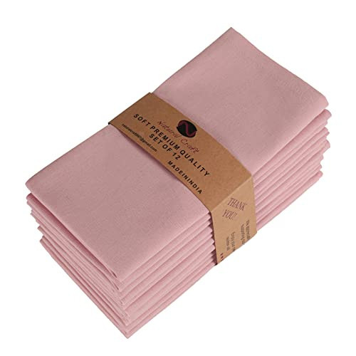Pink Cloth Napkins Set of 12 Bulk Cotton Linen, Soft Durable Washable - Ideal for Dinner Farmhouse Party Wedding Spring Summer Easter - Perfect Everyday Use Blush Pink, Easter Special | Amazon (US)
