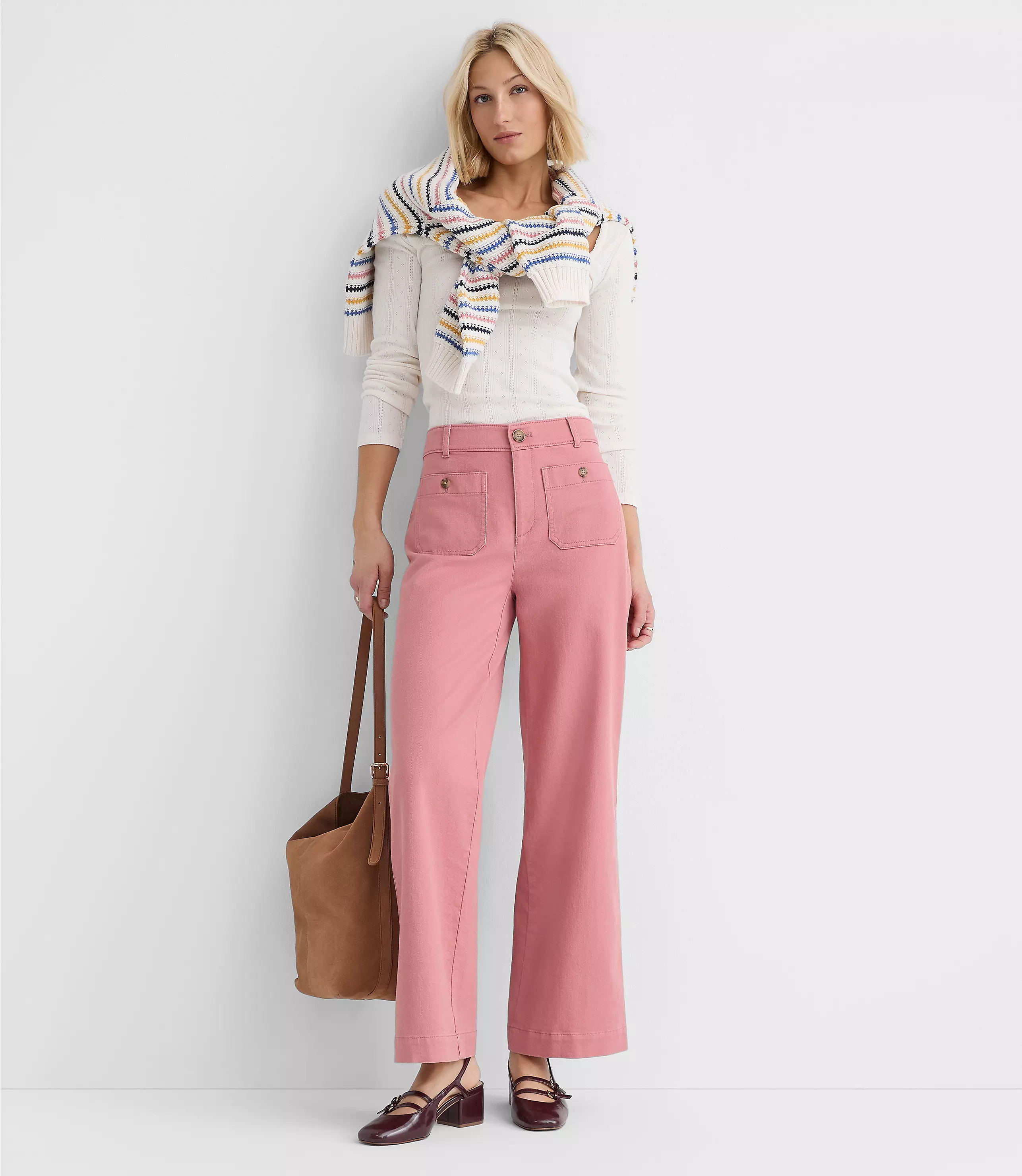 Palmer Wide Leg Crop Pants in Twill | LOFT