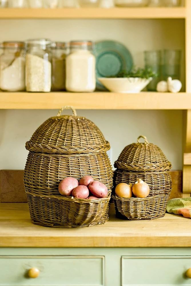 Gardeners Supply Company Potato and Onion Woven Basket | Natural Wooden Basket Storage for Fruits... | Amazon (US)
