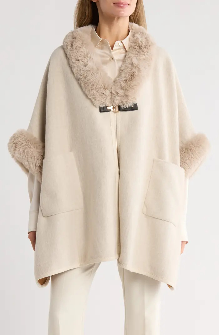 Nanette Lepore Faux Fur Trim Ruana | Nordstromrack | Nordstrom Rack