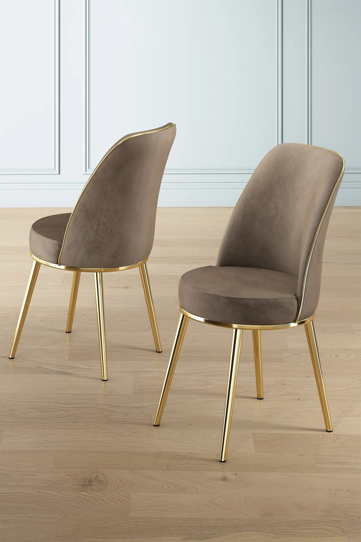 Stylish Chair Set (2 Pieces), Cappuccino & Gold, 17.7 x 35.8 x 16.5 inches | Durable 100% Metal F... | Wayfair North America