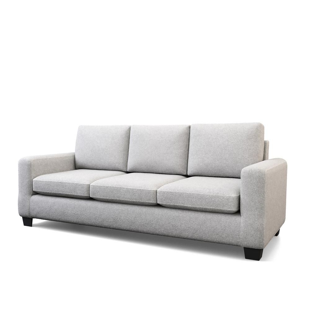 Brookside Shay 83 in. Light Gray Polyester Upholstered 3-Seater Track Arm Sofa with Square Arms, Lig | The Home Depot
