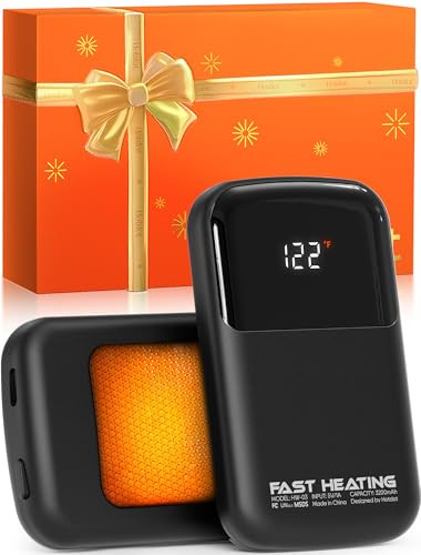 Hotdot AI Hand Warmers Rechargeable with Gift Box, 2 Pack Portable Electric Hand Warmer with LED Display Battery and Temperature, Fast Heating, for Men, Women, Hunting Camping Black | Amazon (US)