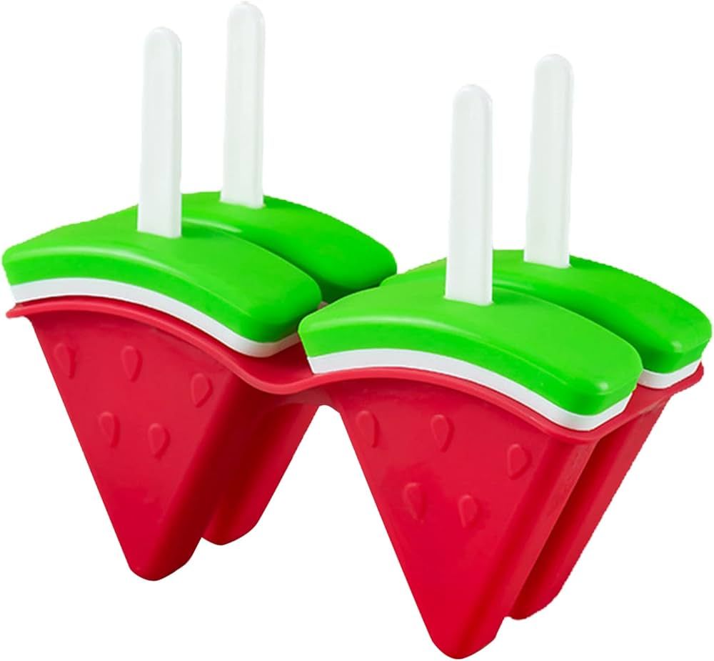 ACJRYO Watermelon Freeze Pops Molds 4 Cavities watermelon ice cream mold Frozen Ice Popsicle Make... | Amazon (US)