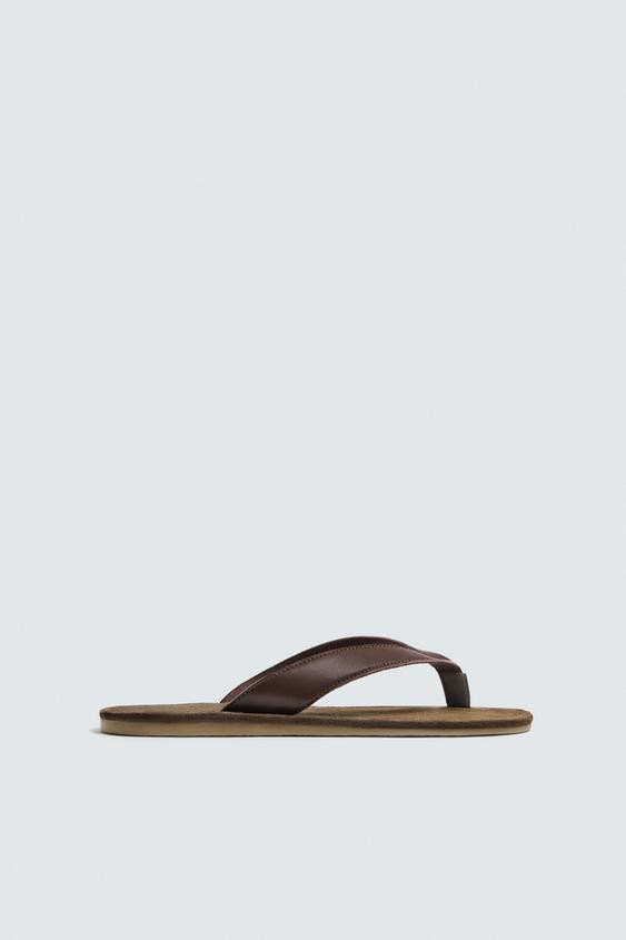 LEATHER STRAP SANDALS | Zara US