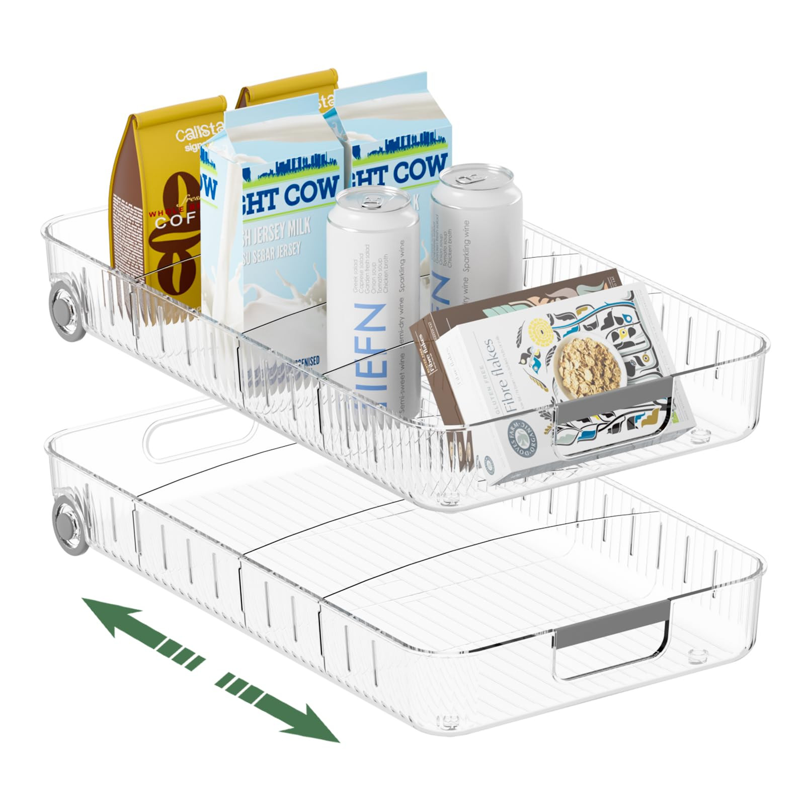 Refrigerator Organizers and Storage 2 Pack Roll Out Storage Bins Fridge Organizer with Wheels BPA... | Amazon (US)