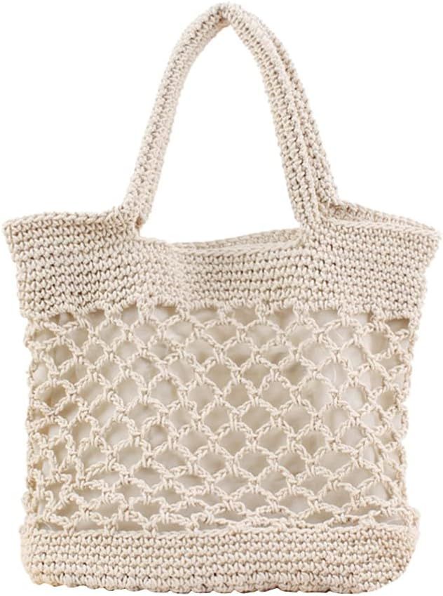 TENDYCOCO Hand-woven Straw Shoulder Tote Crochet Summer Beach Bag Woven Handbag & Purse Handmade ... | Amazon (US)