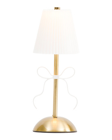 4.5x11 Fluted Lampshade With Bow Rechargeable Tabletop Lamp | TJ Maxx