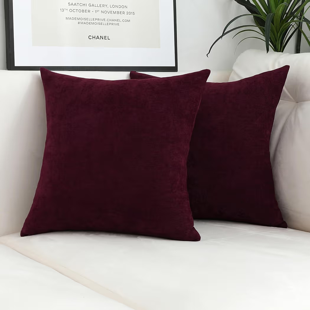 Jeneoo Burgundy Decorative Throw Pillow Covers, 24 x 24 Inches, Set of 1 | Amazon (US)