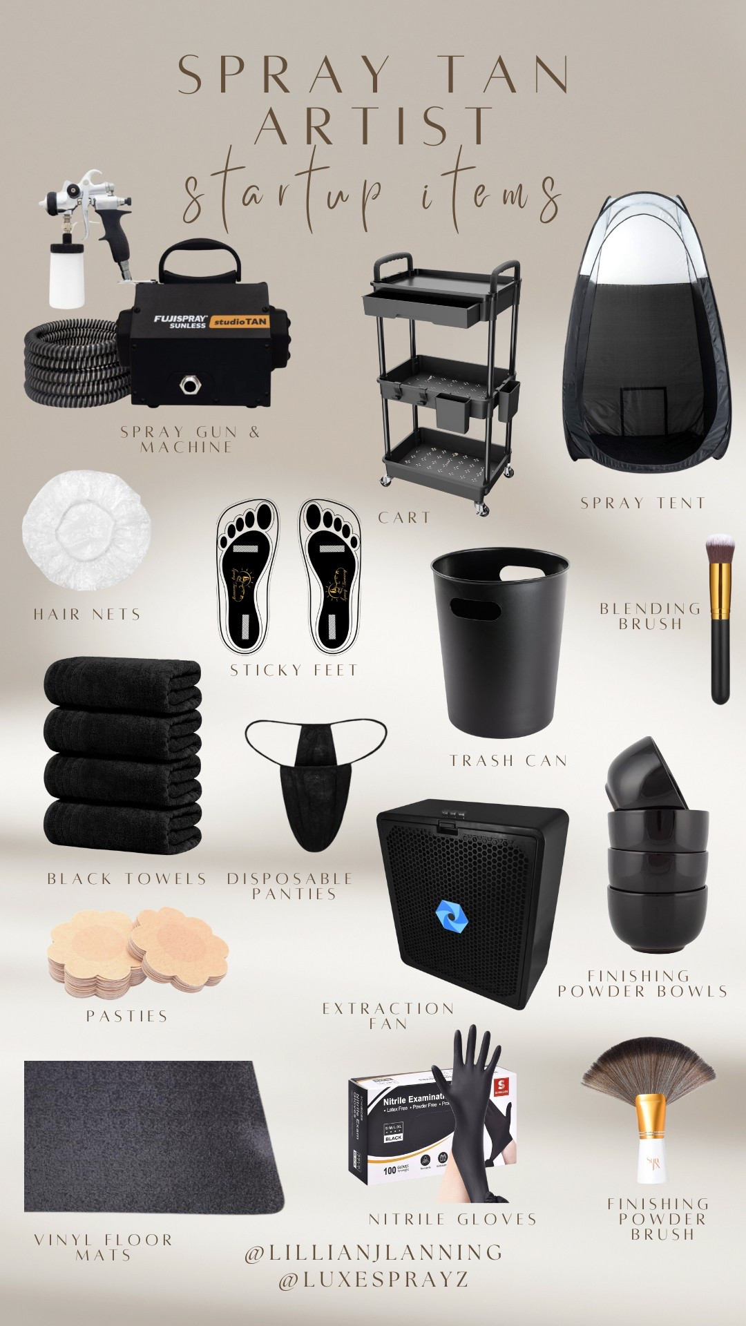 SPRAY TAN ARTIST MUST HAVES!
This is for all spray tan artists, especially for those just starting out! Links to all the must have products, plus extras that are not a must have but I love having in my spray room. 

#LTKBeauty #LTKOver40 #LTKWorkwear