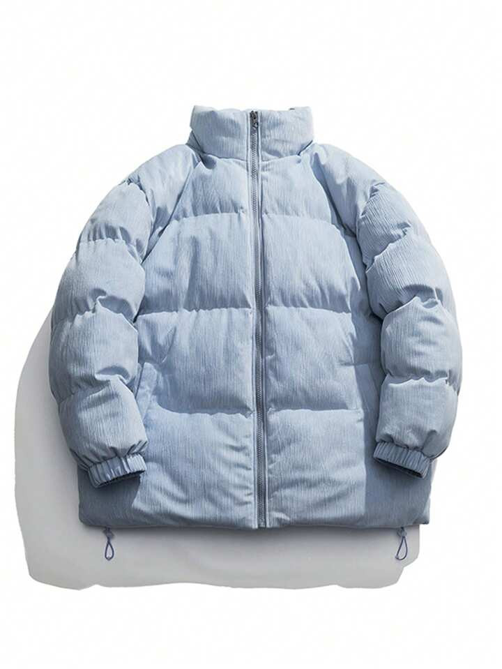 Men Drawstring Hem Zipper Puffer Coat | SHEIN