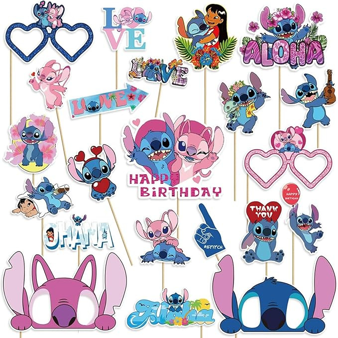 22 Pcs Party Decorations, Cute Photo Booth Props, Cartoon Party Supplies for Girls and Boys, Birt... | Amazon (US)